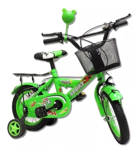 Bicicleta Bici Para Niño Verde Rodado 12