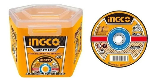 Pack 50 Discos De Corte Metal 4 1/2x1.2mm Ingco Oferta Pf